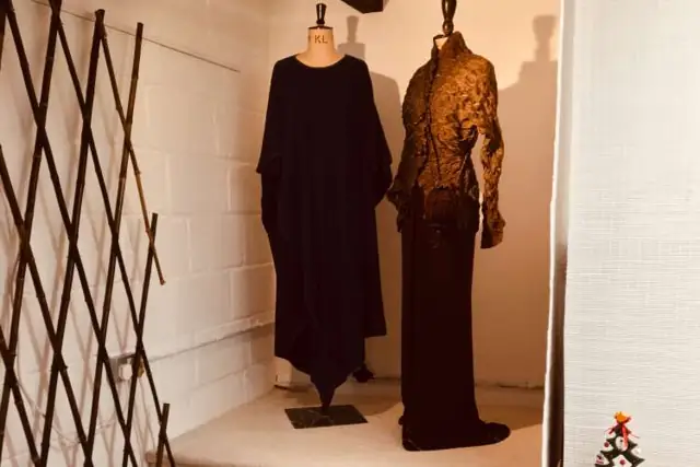 Garments on display in Jill M. Smith's workroom
