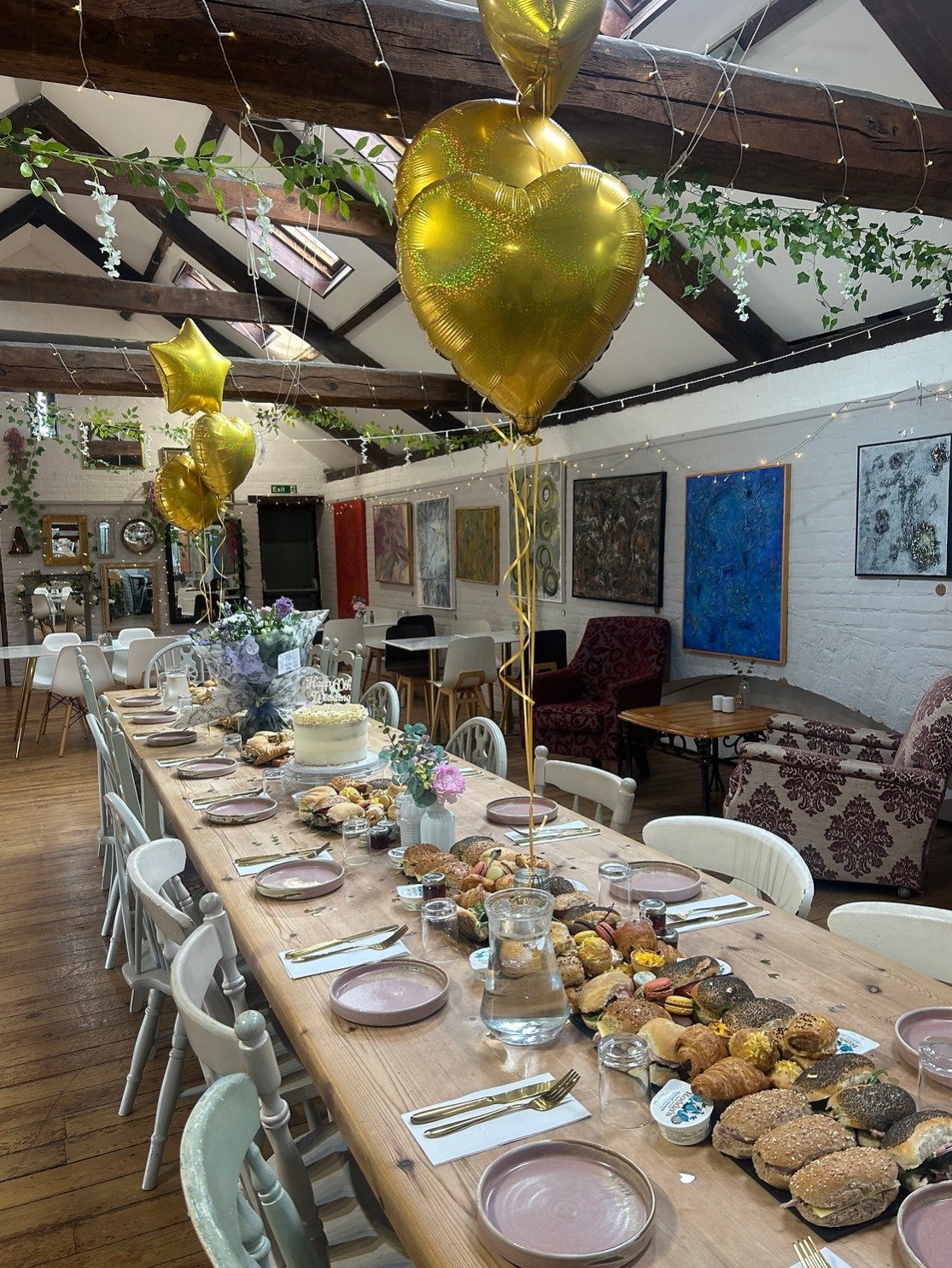 Café interior with rustic charm